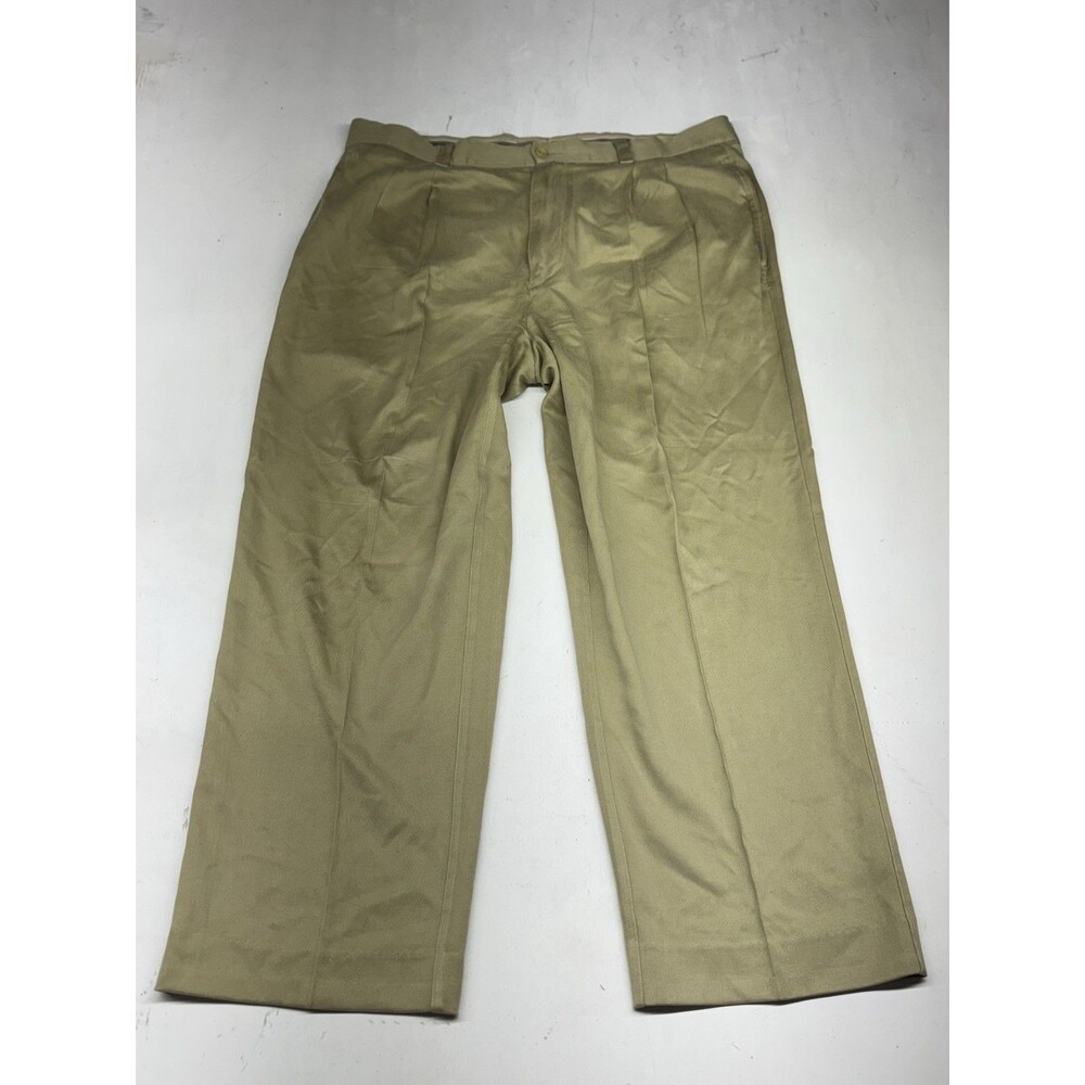 Tommy Bahama 100% Silk Dress Pants Men's 38x27 Khaki Brown Pleated Front Pockets